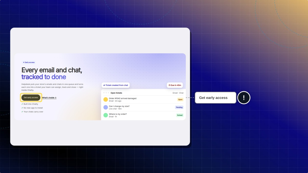 The Helpdesk early access page, with the Get early access button