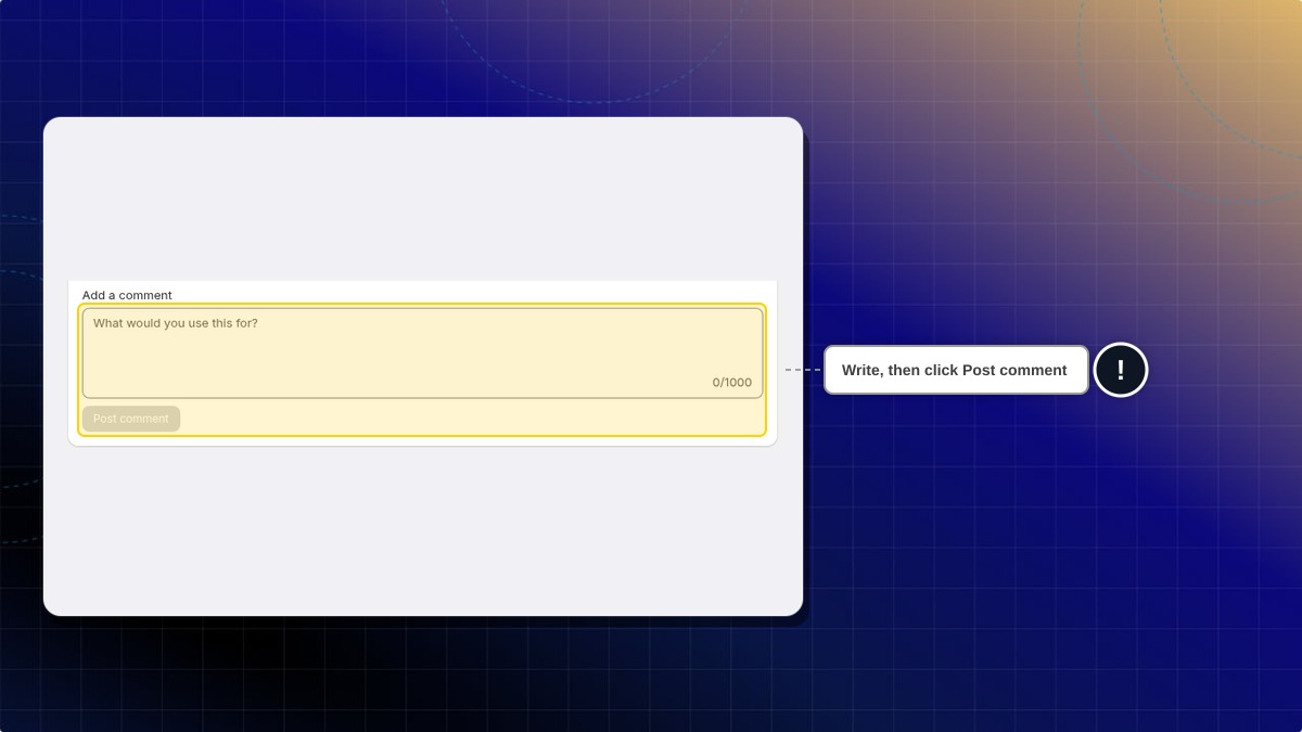 Add a comment box with the Post comment button highlighted