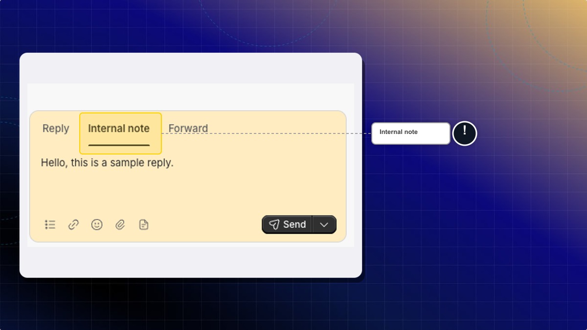 Internal note tab on a ticket