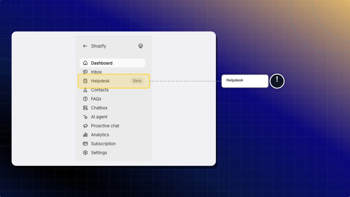 Helpdesk in the Chatty left navigation