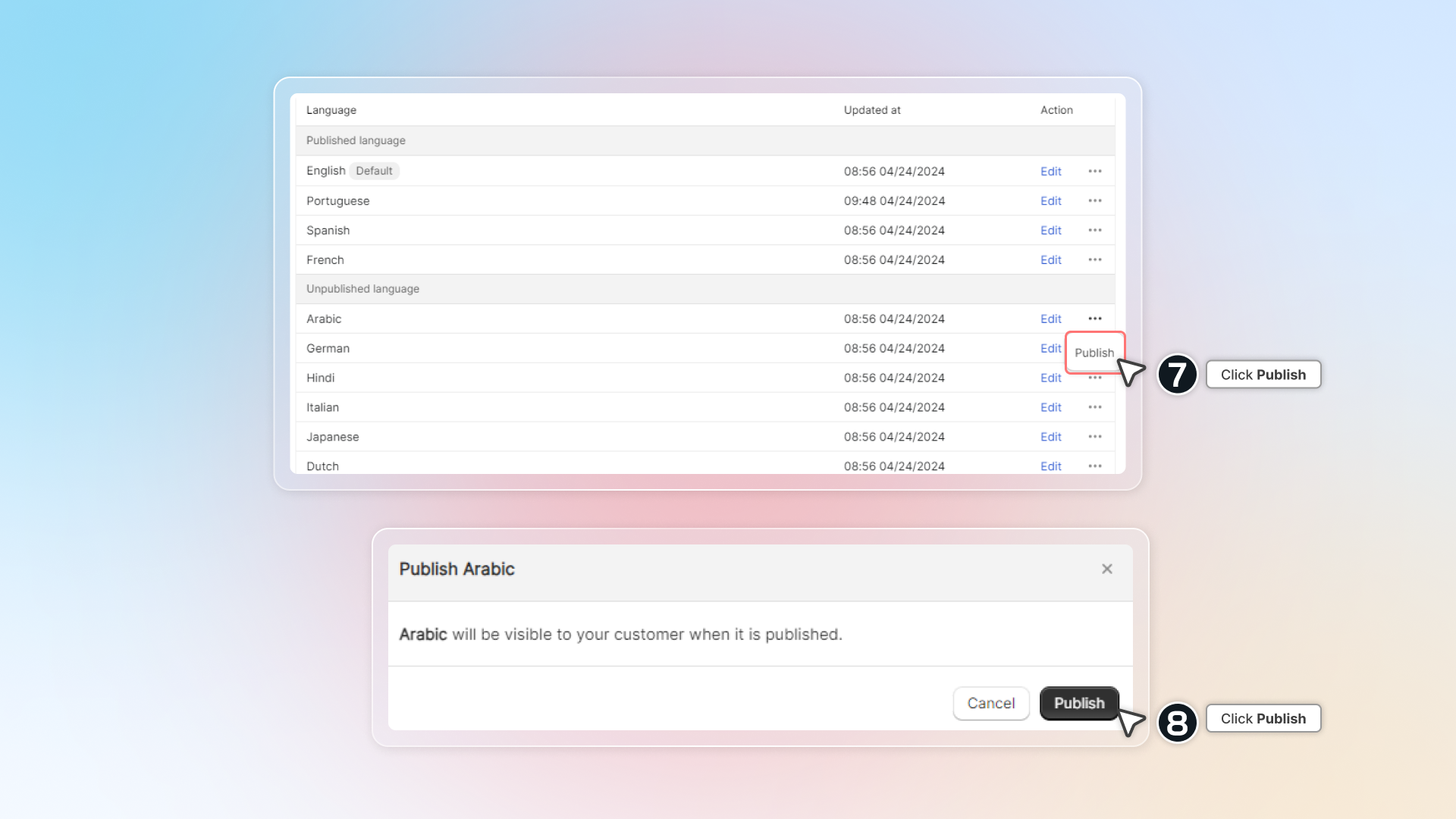 Publish language
