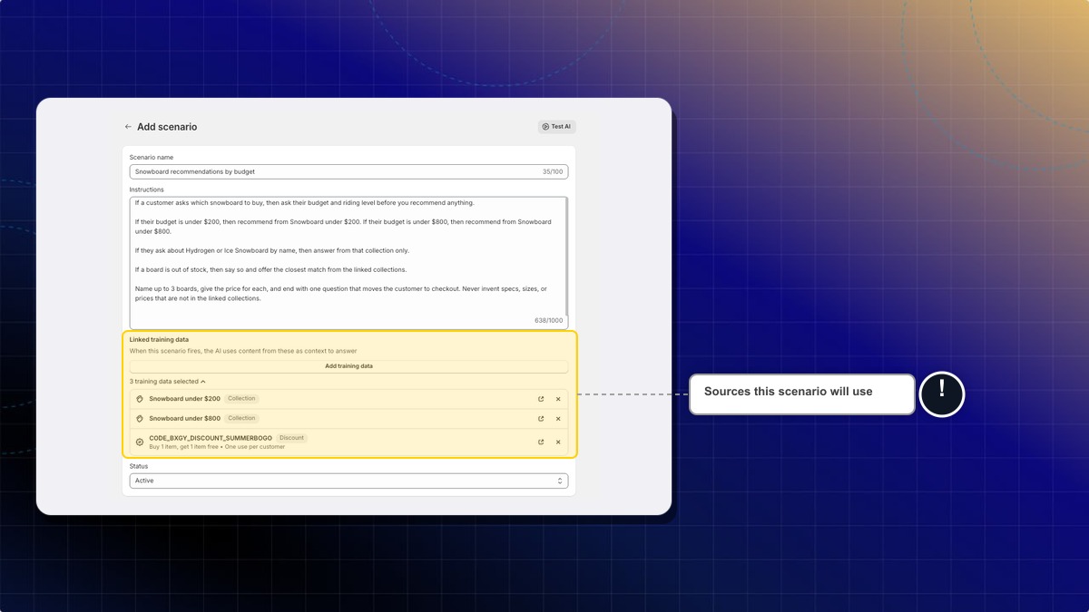 A scenario with linked training data sources