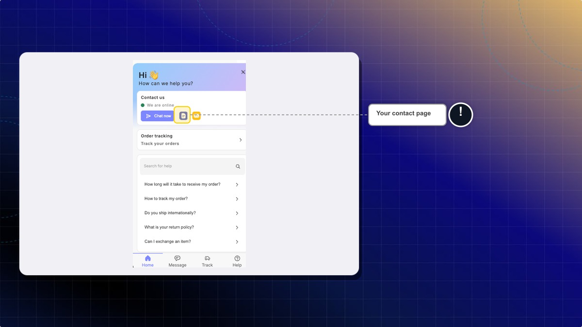 Your contact page shown as an icon in the storefront chatbox