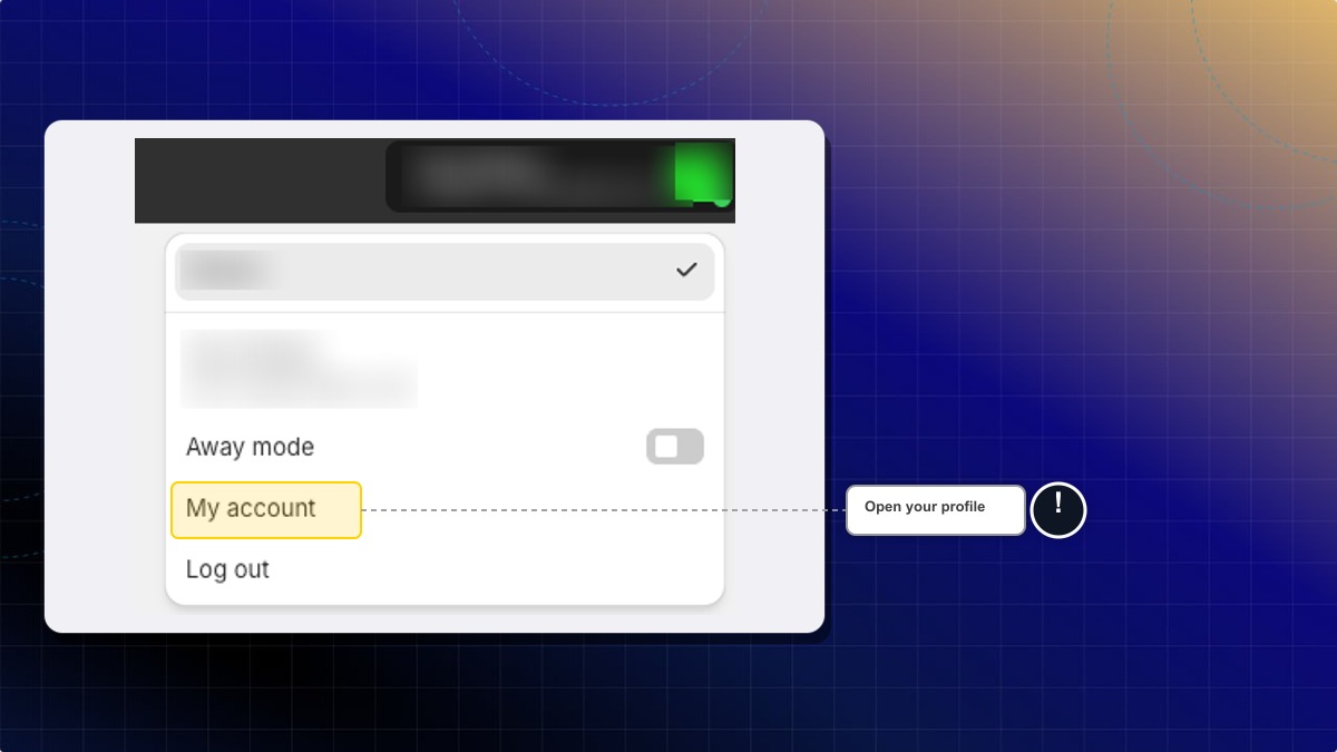 Account menu with My account
