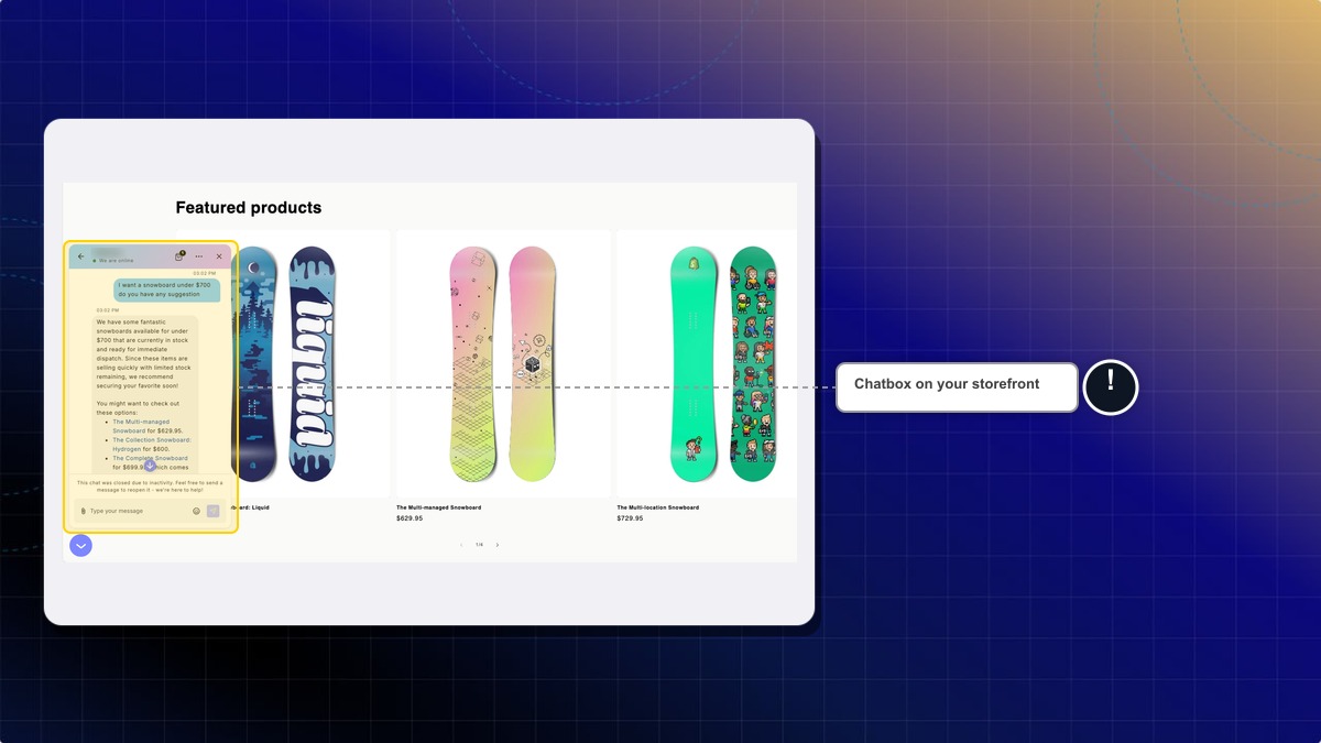 The chatbox open on a live storefront