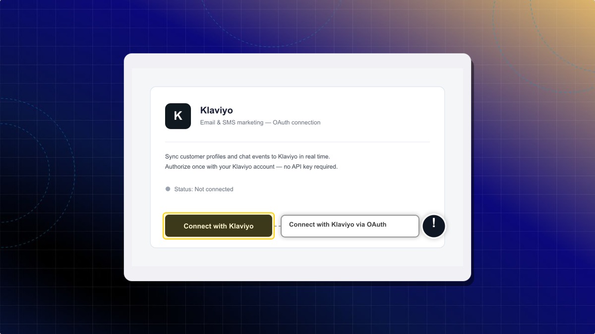 Click Connect with Klaviyo on the Klaviyo integration page to start the OAuth authorization