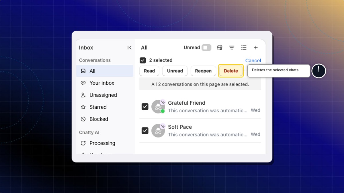 Delete button in the Inbox bulk action bar