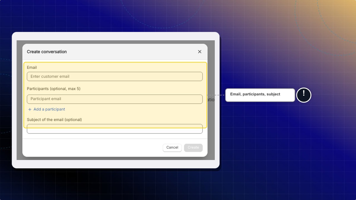 Create conversation form in the Inbox