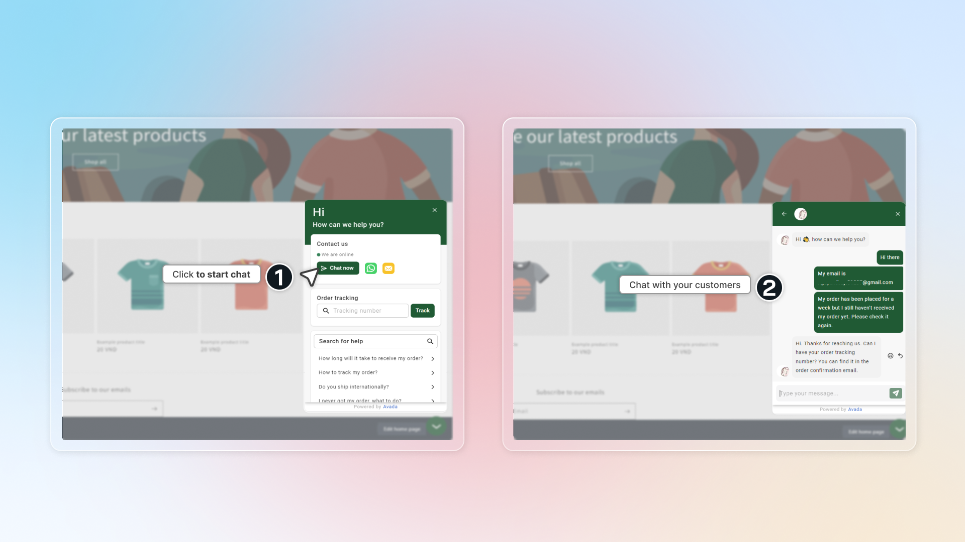 How live chat appears to a customer on the storefront