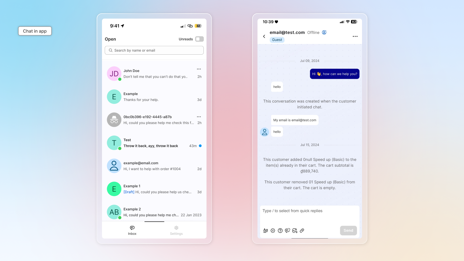 The Chatty mobile app open on a conversation, with the reply box at the bottom