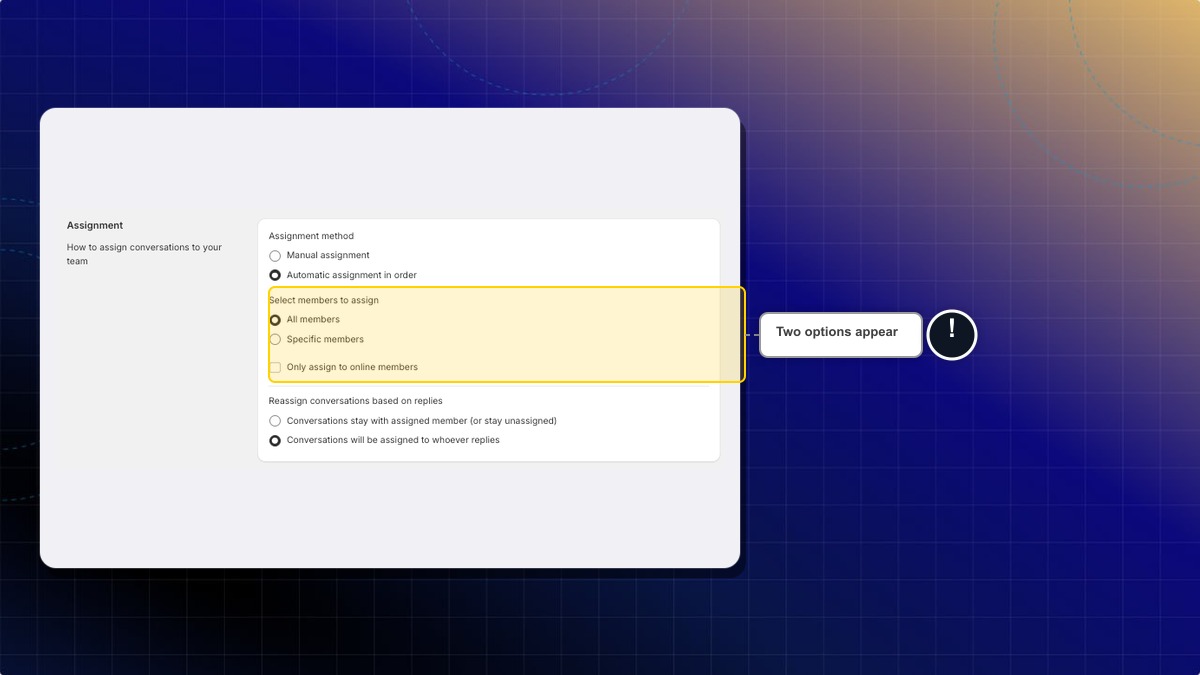 Automatic assignment in order with its two extra options