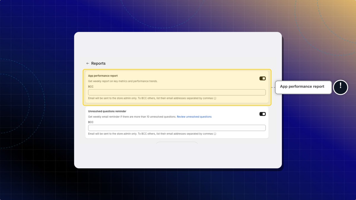 The App performance report card with its weekly toggle